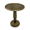 12 Inch Side End Drink Table, Fancy Fluted Base, Round Top, Antique Brass