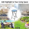 14'' Mosaic Side Small Round Bistro Sofa End Table with Cast Iron Flower display Plant Stand