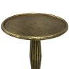 24 Inch Side End Table, Round Drum Shape, Handcrafted Distressed Gray Mango Wood