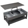 U-style Lift Top Coffee Table with Inner Storage Space and Shelf (As same As WF198291AAE)