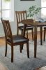 Kitchen 5pc Dining Set Round Dining Table And 4x Side Chairs Walnut, Dark Brown Transitional Solid wood Dining Room Furniture Leatherette Padded Seat