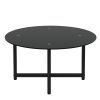35.5'' Round Whole Black Coffee Table; Clear Coffee Table; Modern Side Center Tables for Living Room; Living Room Furniture