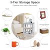 3-Tier Nightstand Sofa Side Table with Baffles and Round Corners