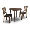 Cozy 3pc Dining Set Round Dining Table And 2x Side Chairs Walnut, Dark Brown Transitional Solid wood Dining Room Furniture Leatherette Padded Seat