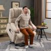 23" Seat Width and High Back Large Size Beige Chenille Power Lift Recliner Chair with 8-Point Vibration Massage and Lumbar Heating