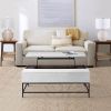 45 Inch Rectangular Mango Wood Coffee Table, Lift Top Storage, Iron Frame, White, Black