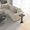 24 Inch Side End Table, Round Top with Turned Pedestal Base, Handcrafted Sandblasted Matte Black