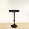 24 Inch Side End Table, Round Drum Shape, Handcrafted Distressed Gray Mango Wood