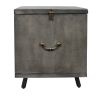 30 Inch Handcrafted Coffee Table with Hinged Lift Top Storage, Open Shelf, and Metal Legs, Charcoal Gray
