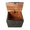 30 Inch Handcrafted Coffee Table with Hinged Lift Top Storage, Open Shelf, and Metal Legs, Charcoal Gray