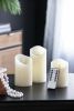 Set of 3 Flickering Ivory LED Candles with Remote Timer, L:D3X6" M:D3X5" S:D3X4"