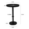 24 Inch Side End Table, Round Drum Shape, Handcrafted Distressed Gray Mango Wood