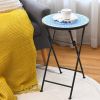 14'' Mosaic Side Small Round Bistro Sofa End Table with Cast Iron Flower display Plant Stand