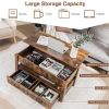 Lift Top Coffee Table with 2 Storage Drawers and Hidden Compartment