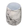 16 Inch Round Accent Side Table, Aluminum Sheet, Faux Marble, Enamel Coating, White