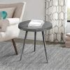 23 Inch Round Modern Minimalist Metal Side Table with Tripod Base, Charcoal Black