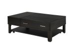 Bruno 3 Piece Ash Gray Wooden Lift Top Coffee and End Table Set with Tempered Glass Top and Drawer