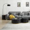 Set of 3 Black Marble Pattern Round Coffee Table side Table End Table Set for Living Room Fully Assembled