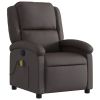 Massage Recliner Chair Dark Brown Real Leather