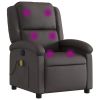 Massage Recliner Chair Dark Brown Real Leather