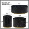 Set of 3 Black Marble Pattern Round Coffee Table side Table End Table Set for Living Room Fully Assembled