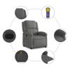 Massage Recliner Chair Gray Real Leather