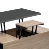 Modern Lift Top Coffee Table Multi Functional Table with 3 Drawers in Walnut & Black
