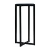 Ivy 24.5 Inch Round Marble Top Accent Side Table with Metal Frame, Black