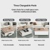 Modern Walnut & White Lift Top Coffee Table Multifunctional Table with Drawers & Shelves