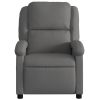 Massage Recliner Chair Gray Real Leather