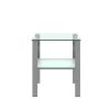 Glass two layer tea table, small round table, bedroom corner table, living room grey side table