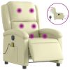Electric Massage Recliner Chair Cream Real Leather