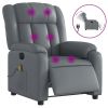 Electric Massage Recliner Chair Gray Faux Leather