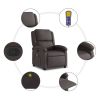 Massage Recliner Chair Dark Brown Real Leather