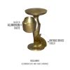 26 Inch Accent Side End Table, Round Aluminum Cast Top, Pedestal Base, Antique Brass