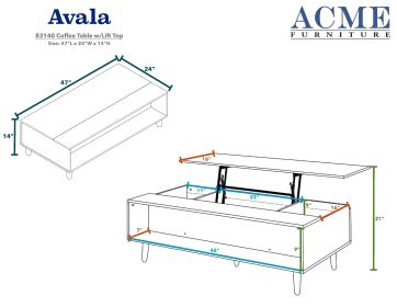 ACME Avala Coffee Table w/Lift Top, Walnut & Black 83140