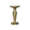 26 Inch Accent Side End Table, Round Aluminum Cast Top, Pedestal Base, Antique Brass