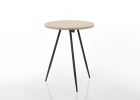 Neroli Oak White 24" Contemporary Round Side Table with Black Metal Base