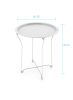 Atlantic Round Metal Tray White End Side Table, Removable Tray Outdoor & Indoor Drink, Snack, Coffee Table, Telephone Table
