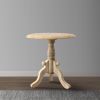 Intricately Carved Round Top Mango Wood Side End Table with Pedestal Base, Brown and White