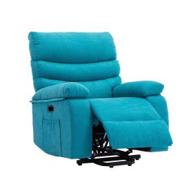 Power Lift Recliner Chair, Chenille Blue Elderly Chair with lifting, lying flat, heating, vibration massage, USB charging, remote control control