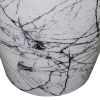 16 Inch Round Accent Side Table, Aluminum Sheet, Faux Marble, Enamel Coating, White