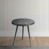23 Inch Round Modern Minimalist Metal Side Table with Tripod Base, Charcoal Black