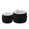Set of 2 End Table with Storage, Round Accent Side Table with Removable Top for Living Room, Bedroom, Top φ650*450,φ480*390,Black