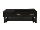 Bruno 3 Piece Ash Gray Wooden Lift Top Coffee and End Table Set with Tempered Glass Top and Drawer