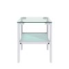 Set of 2, Glass two layer tea table, small round table, bedroom corner table, living room side table,White