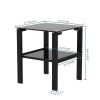 Set of 2, Glass two layer tea table, small round table, bedroom corner table, living room side table,Black