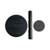 24 Inch Side End Table, Round Top with Turned Pedestal Base, Handcrafted Sandblasted Matte Black