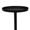Ara 12 Inch Side End Table, Vintage Sleek Pillar Base, Round Tray Top, Matte Black