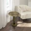 24 Inch Side End Table, Round Drum Shape, Handcrafted Distressed Gray Mango Wood